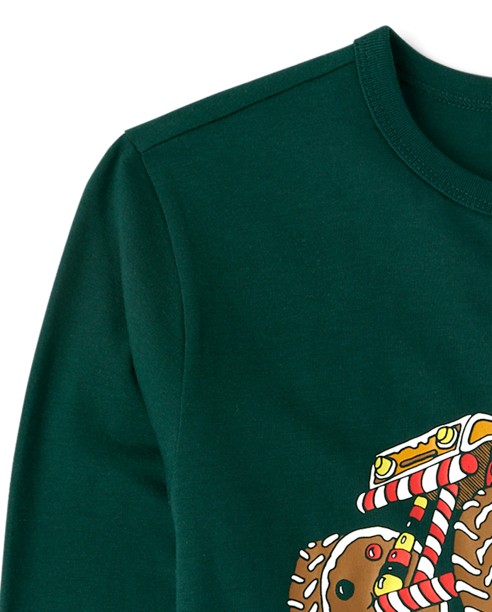 Boys Christmas Gingerbread Monster Truck Graphic Tee