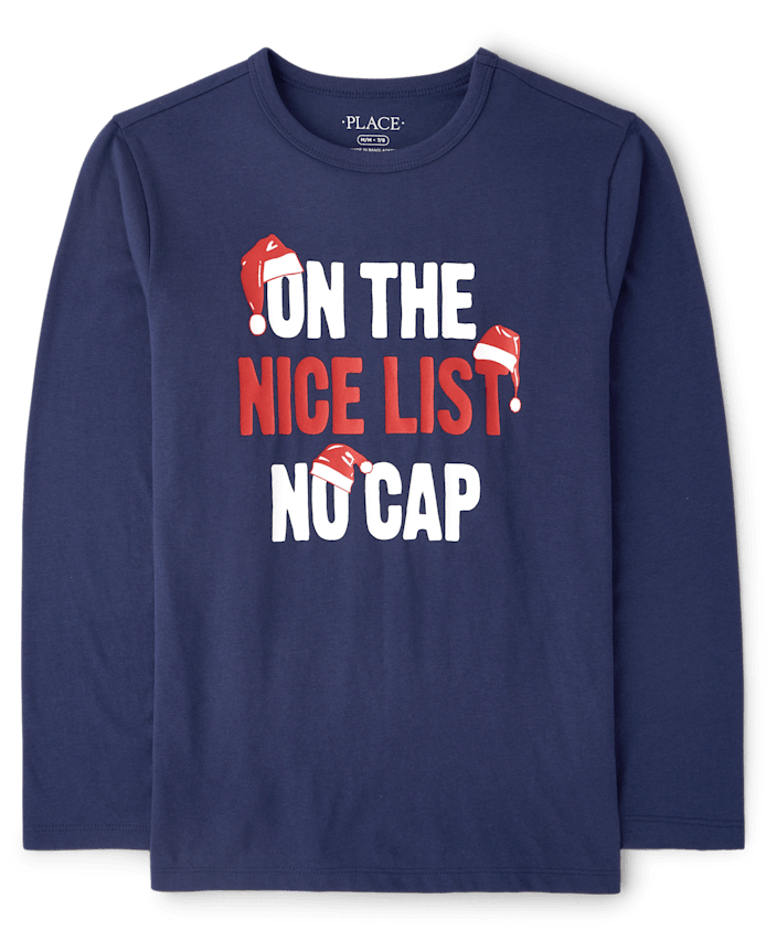 Boys Christmas Nice Lost No Cap Graphic Tee