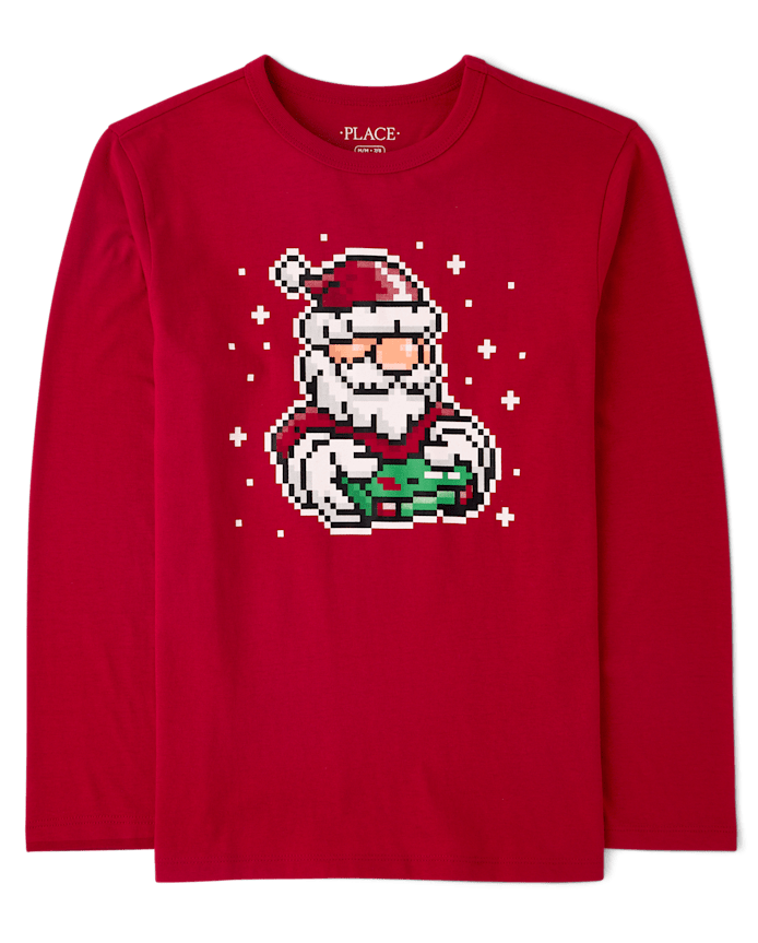 Boys Christmas Gaming Santa Graphic Tee