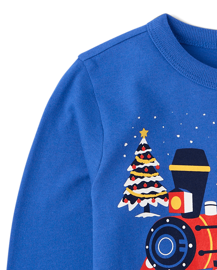 Baby And Toddler Boys Christmas Train Graphic Tee