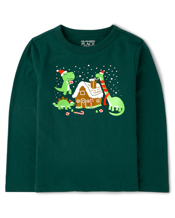 Baby And Toddler Boys Christmas Dino Graphic Tee