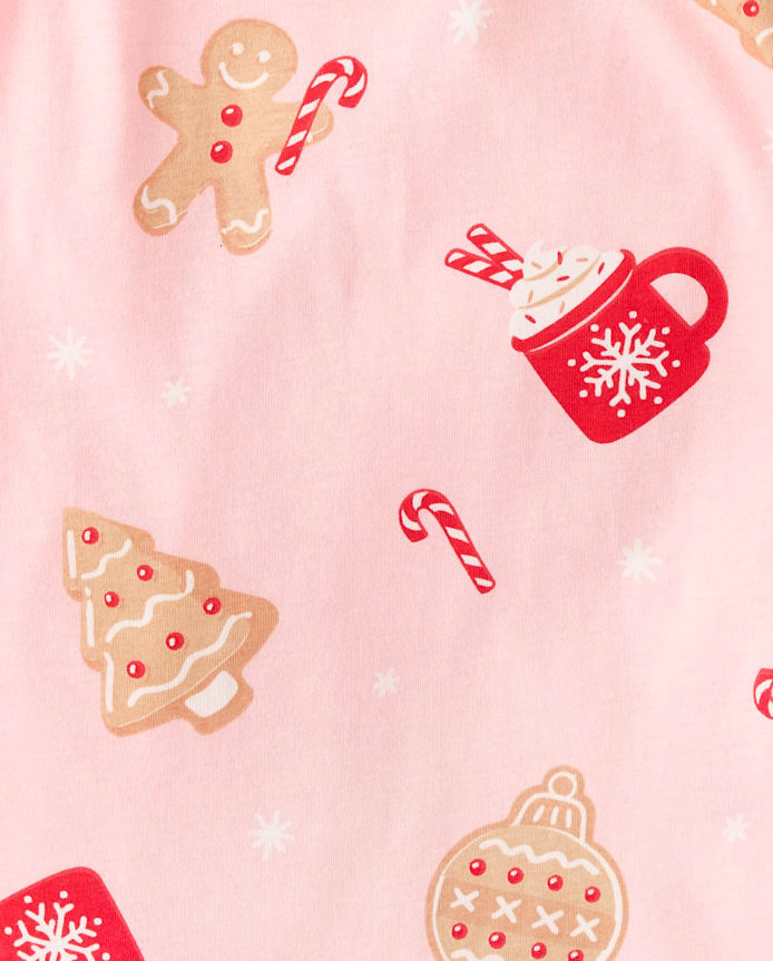 Womens Matching Family Gingerbread Cotton Henley Pajamas