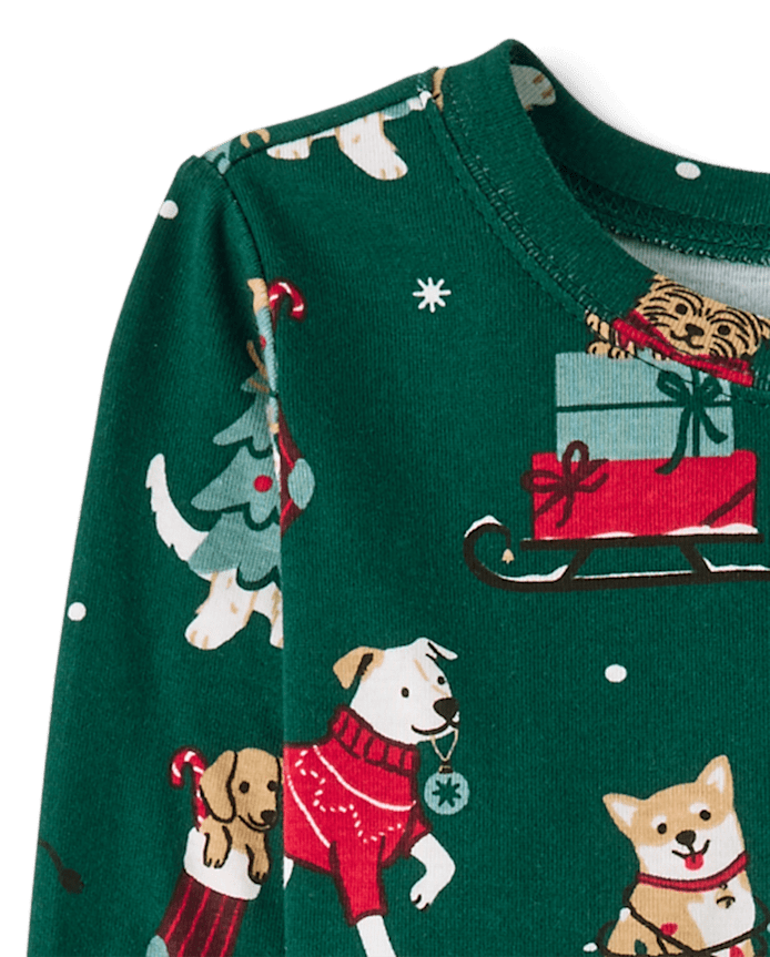 Kids Matching Family Christmas Dogs Snug Fit Cotton Pajamas