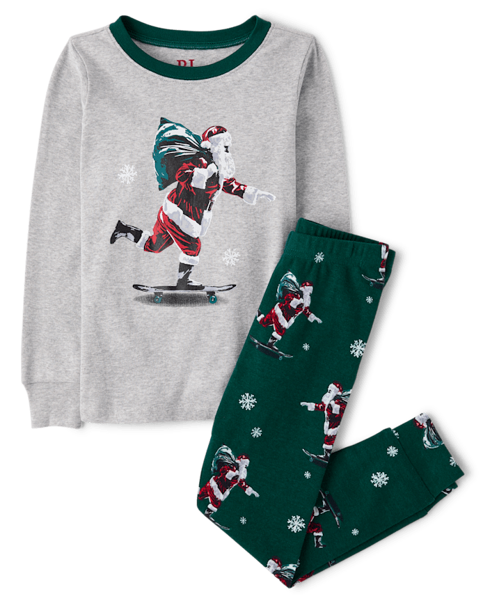 Boys Santa Skateboard Snug Fit Cotton Pajamas
