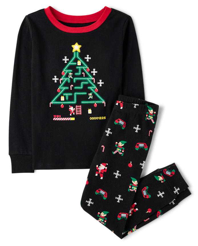 Boys Glow Christmas Video Game Snug Fit Cotton Pajamas