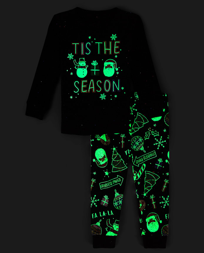 Baby And Toddler Matching Family Glow Tis' The Season Snug Fit Cotton Pajamas