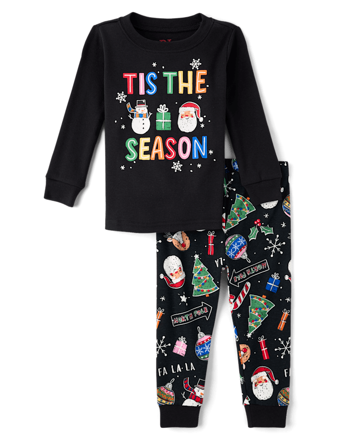 Baby And Toddler Matching Family Glow Tis' The Season Snug Fit Cotton Pajamas