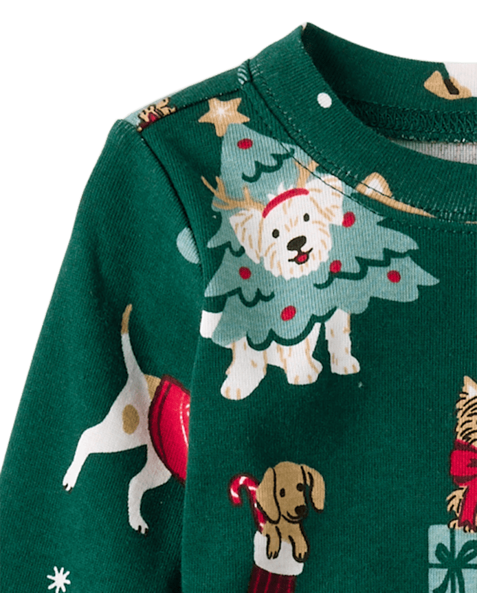 Baby And Toddler Matching Family Christmas Dogs Snug Fit Cotton Pajamas