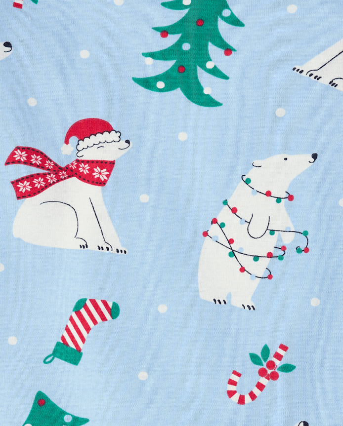 Baby And Toddler Matching Family Christmas Polar Bear Snug Fit Cotton Pajamas
