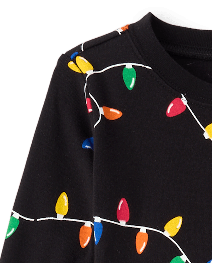 Baby And Toddler Matching Family Christmas Lights Snug Fit Cotton Pajamas