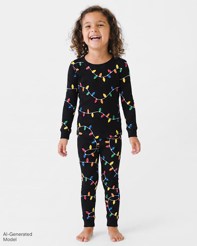 Baby And Toddler Matching Family Christmas Lights Snug Fit Cotton Pajamas