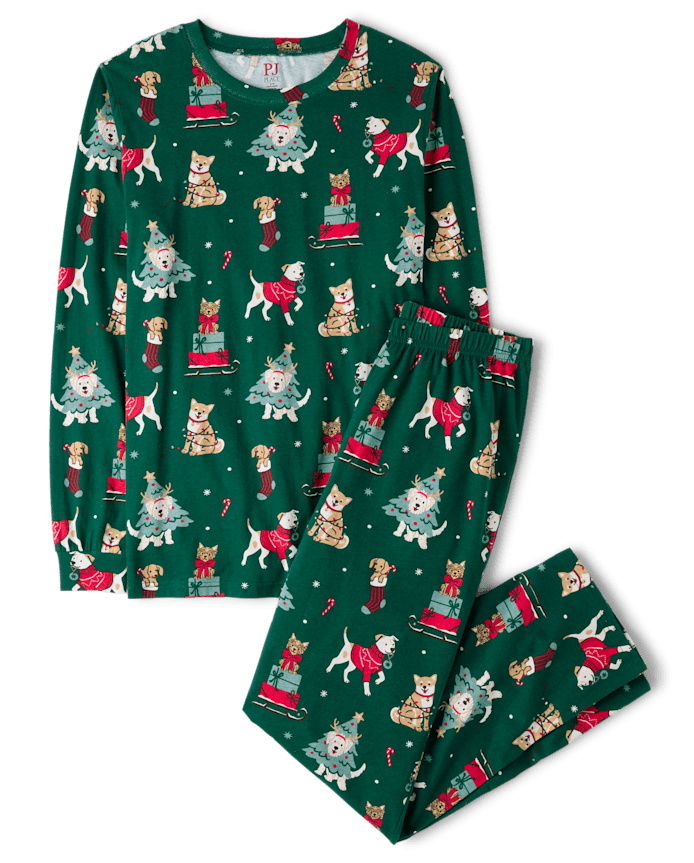 Adult Matching Family Christmas Dogs Cotton Pajamas