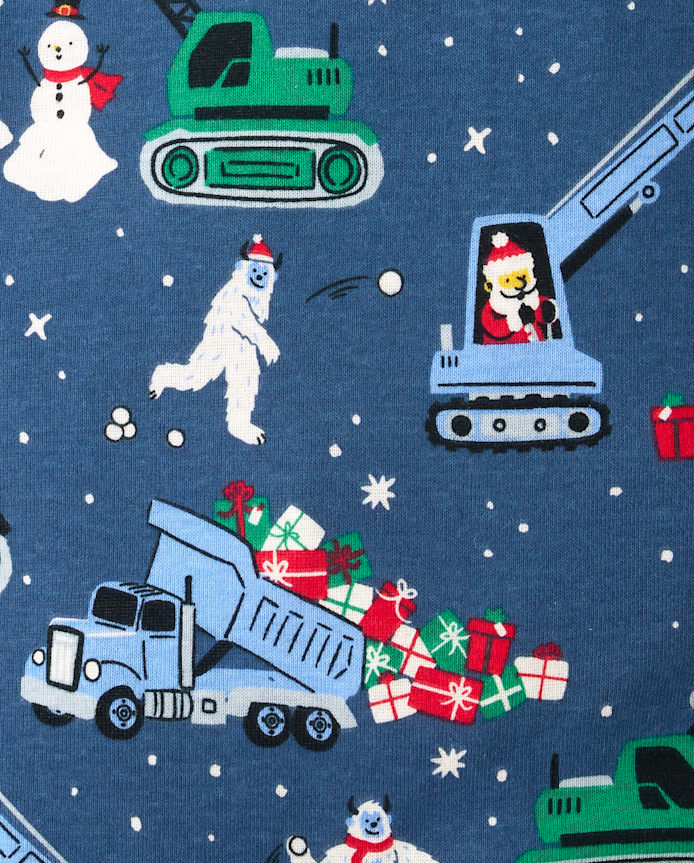 Baby And Toddler Boys Christmas Construction Vehicle Snug Fit Cotton Footed One Piece Pajamas