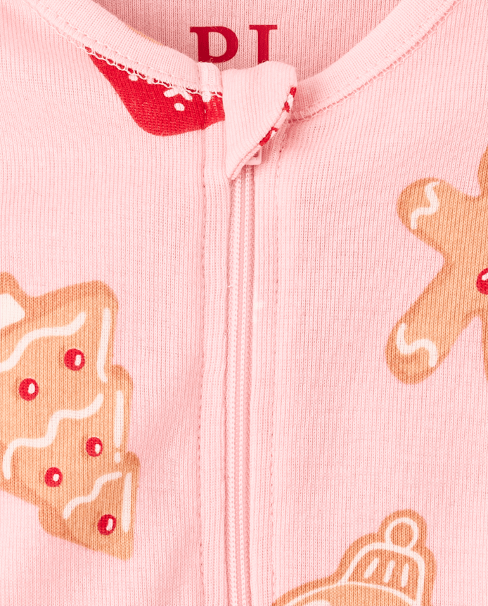 Baby And Toddler Girls Matching Family Gingerbread Snug Fit Cotton Footed One Piece Pajamas