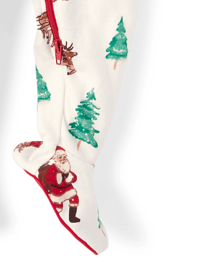 Baby And Toddler Matching Family Santa Sleigh Snug Fit Cotton Footed One Piece Pajamas