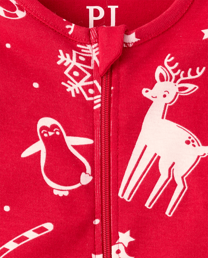 Baby And Toddler Matching Family Christmas Icon Snug Fit Cotton Footed One Piece Pajamas