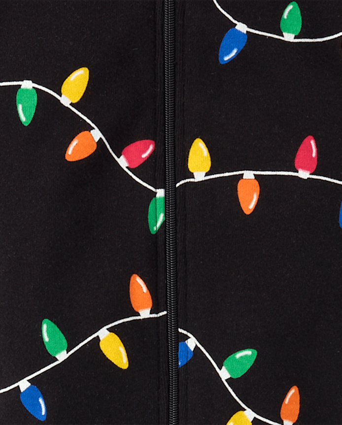 Baby And Toddler Matching Family Christmas Lights Snug Fit Cotton Footed One Piece Pajamas