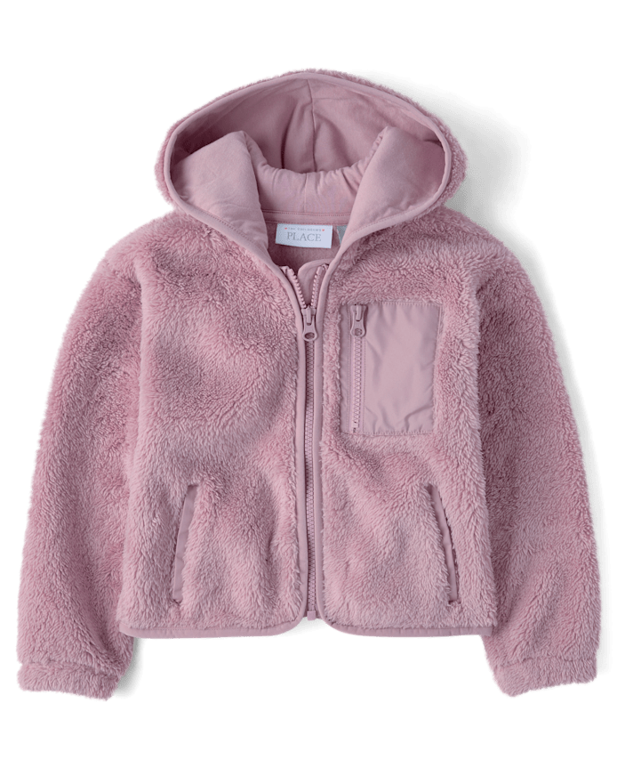 Toddler Girls Heavyweight Sherpa Zip Up Hoodie