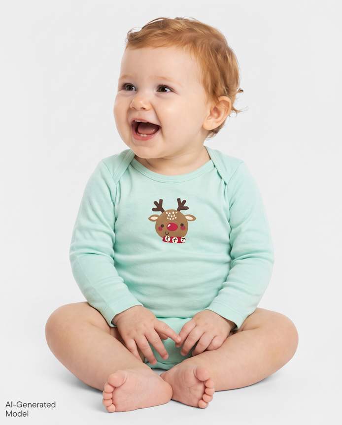 Baby Christmas Reindeer Graphic Bodysuit