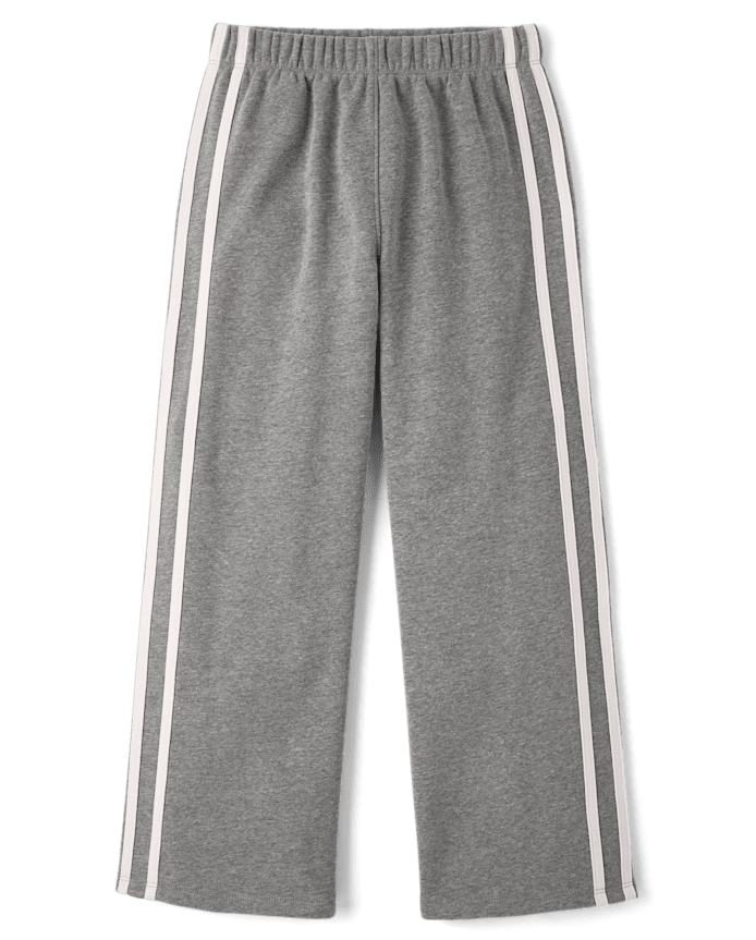 Girls Side Stripe Premium Fleece Wide Leg Sweatpants
