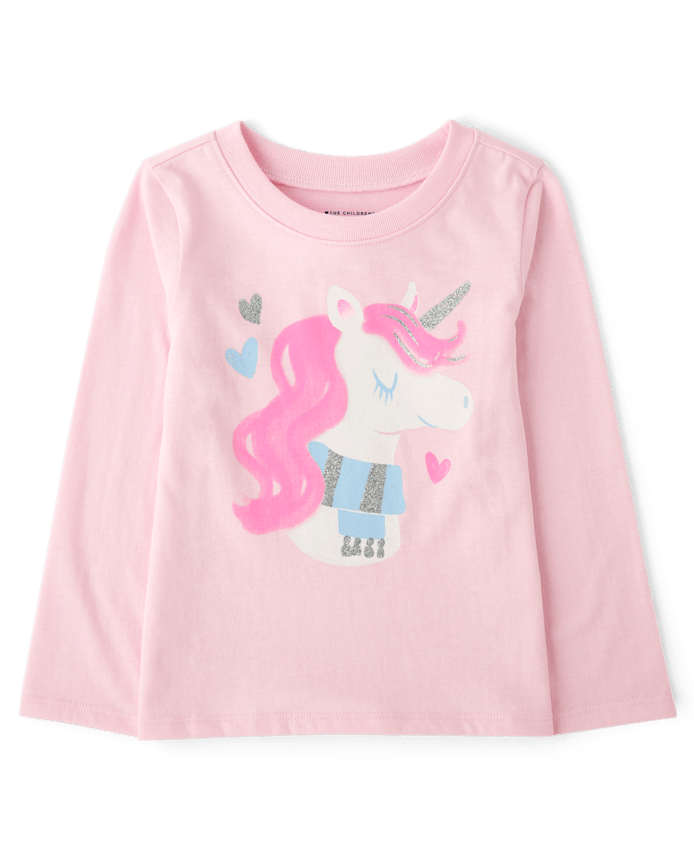 Baby And Toddler Girls Glitter Unicorn Graphic Tee