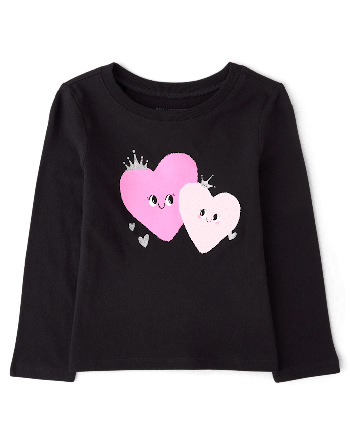 Baby And Toddler Girls Heart Graphic Tee