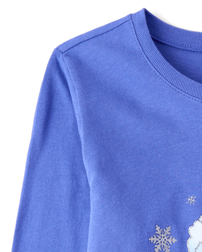 Girls Glitter Disco Ball Snowman Graphic Tee