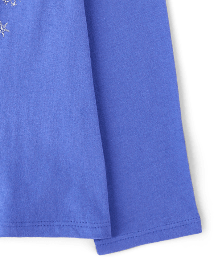 Girls Glitter Disco Ball Snowman Graphic Tee