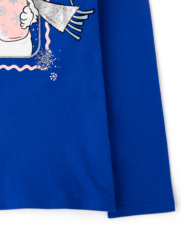 Girls Winter Cat Graphic Tee