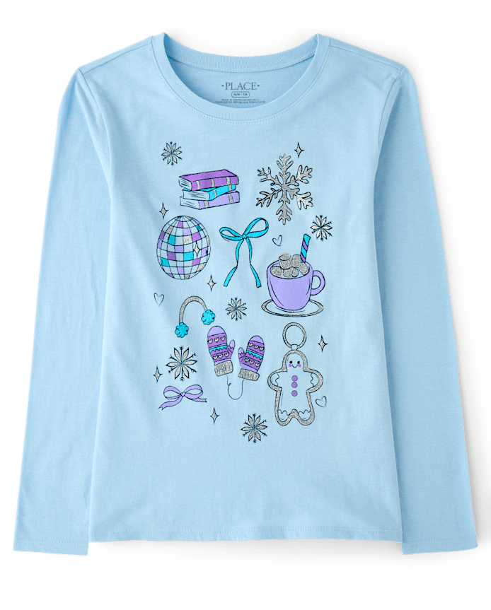 Girls Winter Doodles Graphic Tee