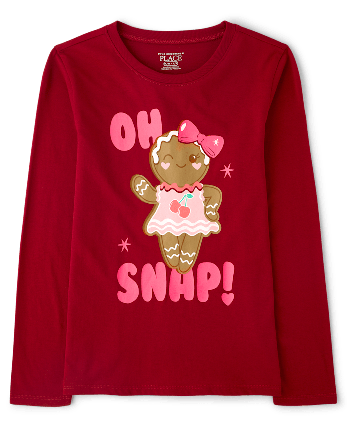 Girls Christmas Gingerbread Graphic Tee