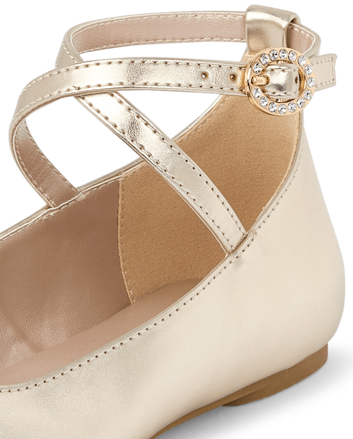 Girls Metallic Glitter Ballet Flats