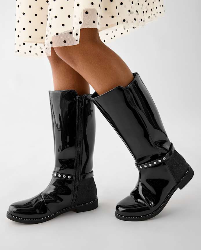 Girls Rhinestone Tall Boots