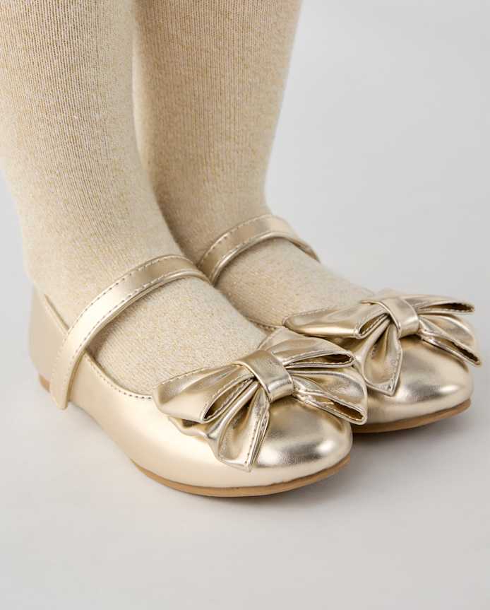 Toddler Girls Metallic Bow Ballet Flats