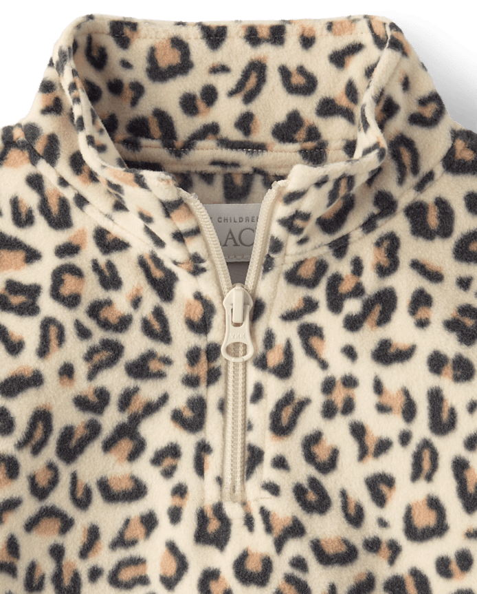 Toddler Girls Print Microfleece Quarter Zip Pullover