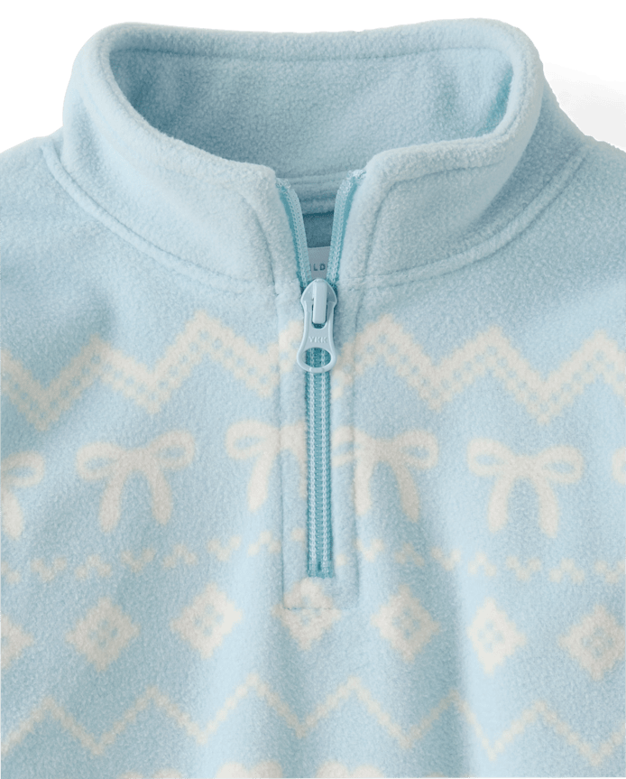 Toddler Girls Print Microfleece Quarter Zip Pullover