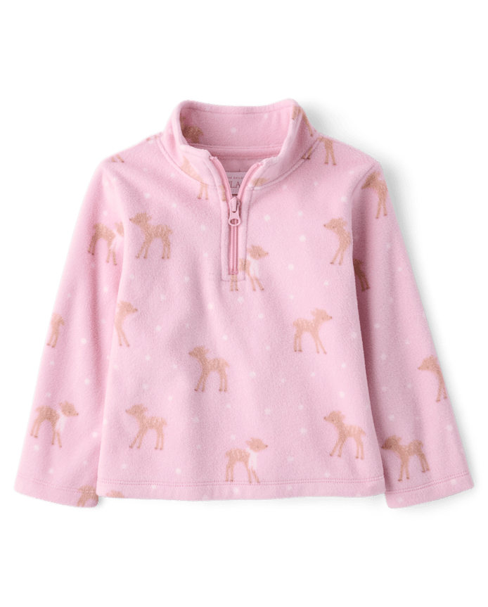 Toddler Girls Print Microfleece Quarter Zip Pullover