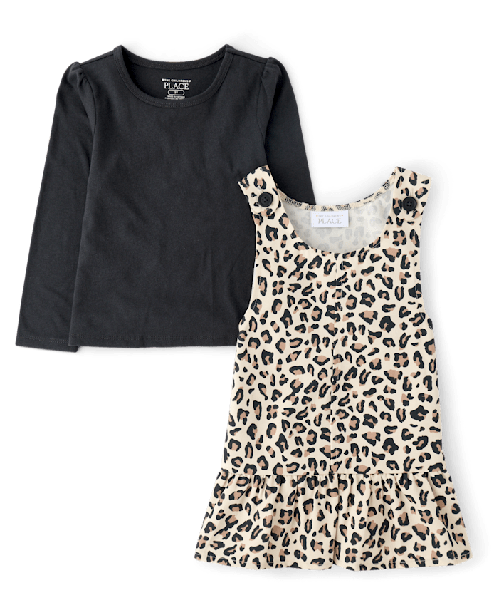 Toddler Girls Leopard Jumper 2-Piece Outfit Set