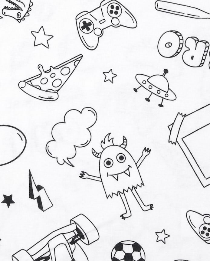 Boys & Toddler DIY Coloring Doodle Snug Fit Cotton Pajamas