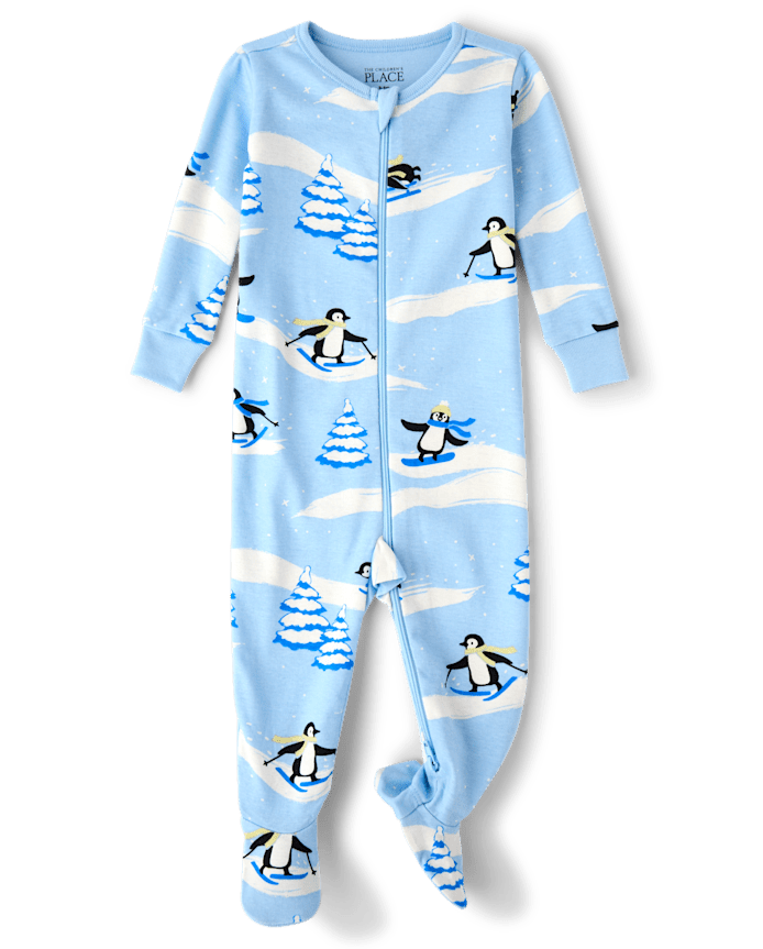 Baby And Toddler Boys Penguin Snug Fit Cotton Footed One Piece Pajamas
