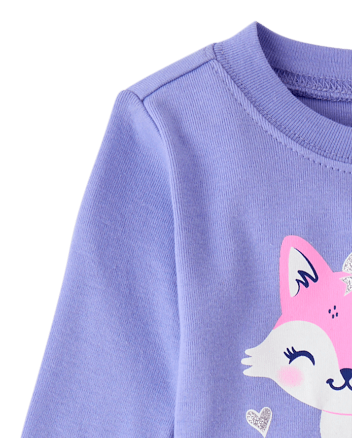 Baby And Toddler Girls Glitter Fox Snug Fit Cotton Pajamas