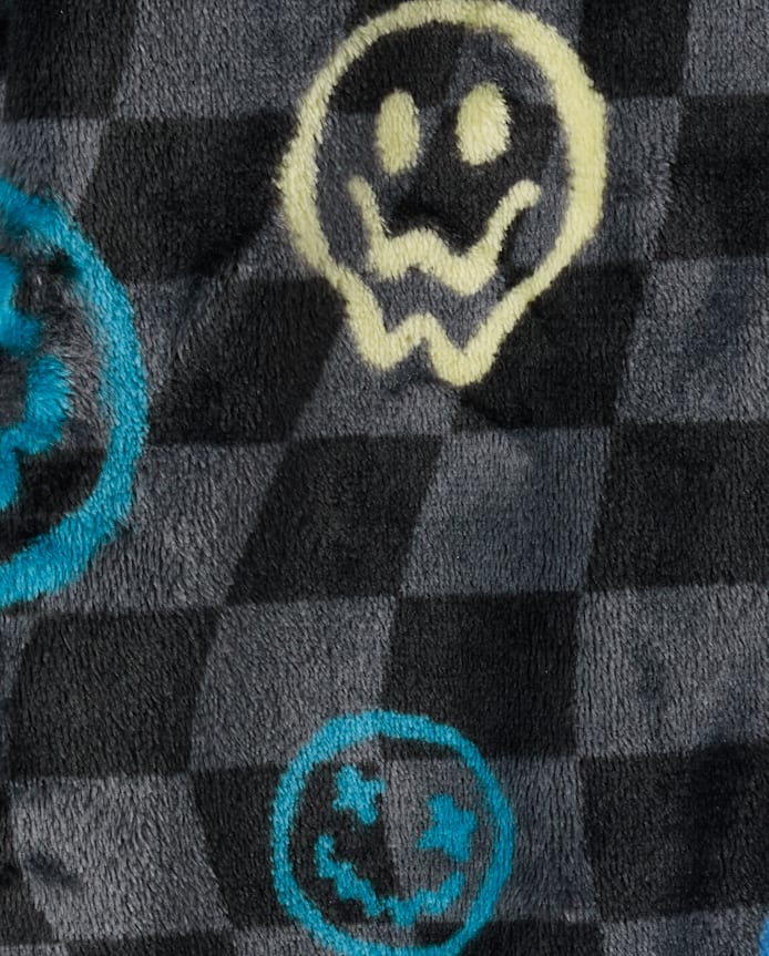 Boys Checkered Happy Face One Piece Pajamas - Cozy Fleece
