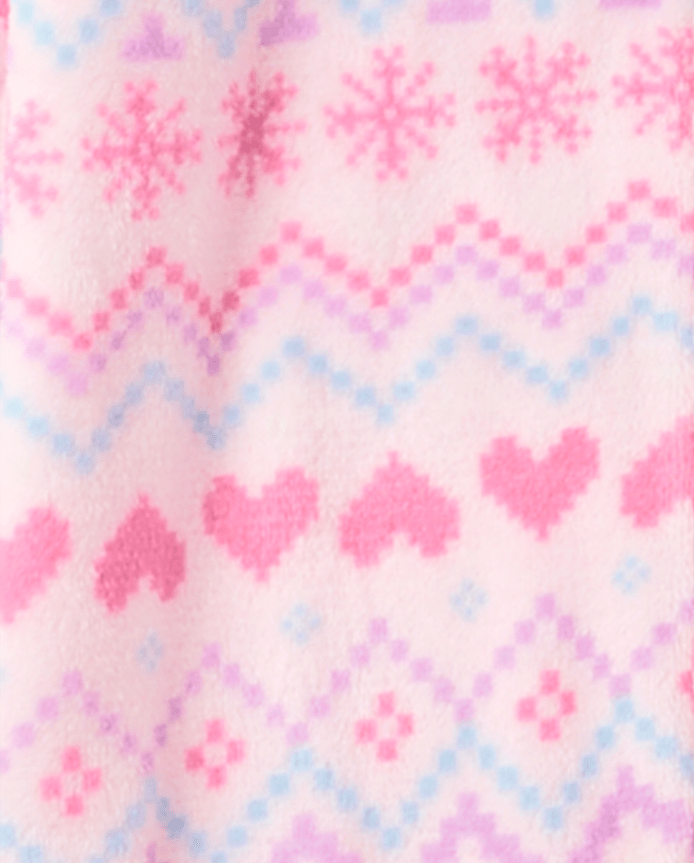 Girls Heart Fairisle One Piece Pajamas - Cozy Fleece