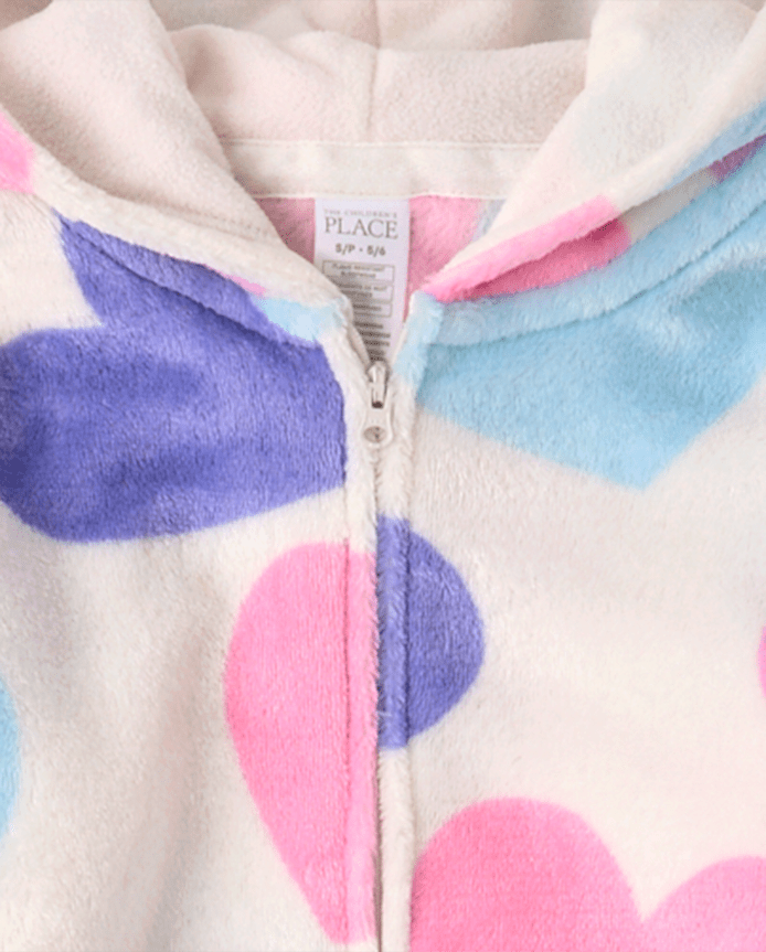 Girls Heart One Piece Pajamas