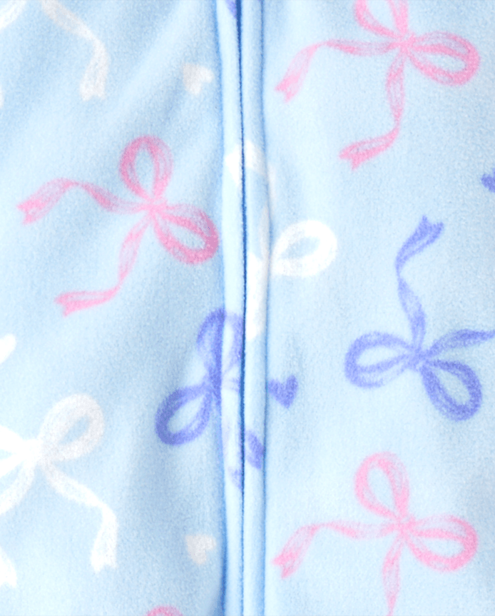 Baby And Toddler Girls Bow Dream Fleece Footed One Piece Pajamas