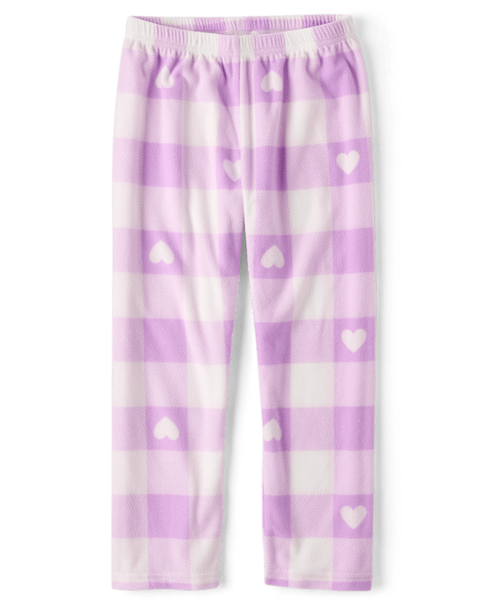 Girls Heart Buffalo Plaid Dream Fleece Pajama Pants