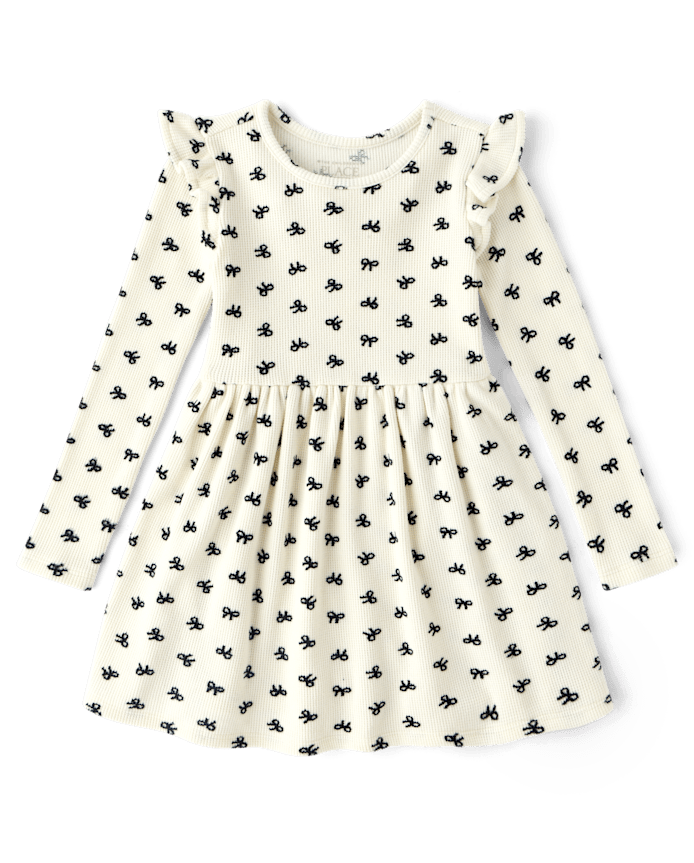 Baby And Toddler Girls Print Thermal Flutter Dress