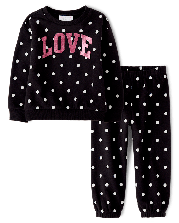 Toddler Girls Embellished Premium Fleece 2-Piece Outfit Set
