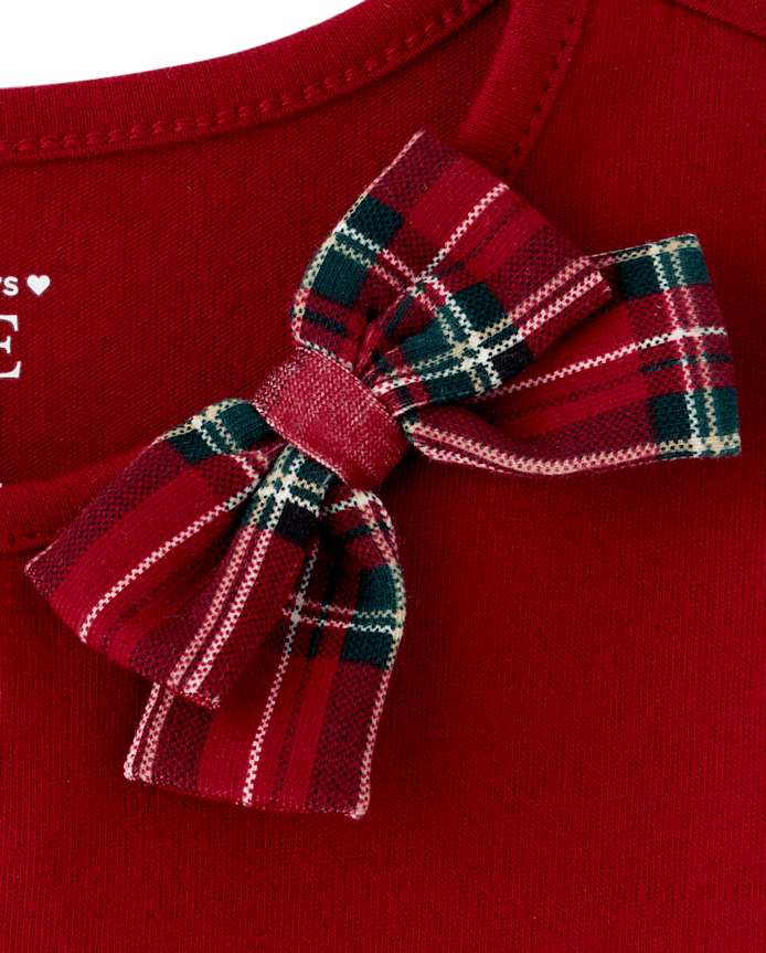 Toddler Girls Plaid Bow 2-Piece Outfit Set