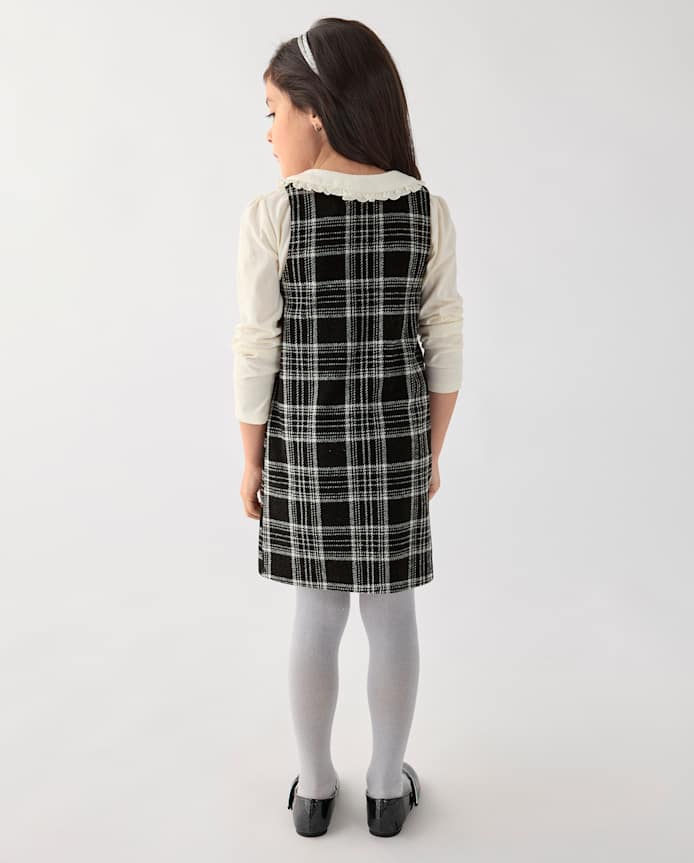 Toddler Girls Plaid Jumper 2-Piece Outfit Set
